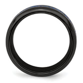 Titanium Wedding Band with Blue Anodized Accents and Polished Finish